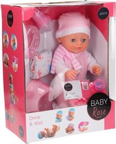 John Toy Baby Rose drink-en plaspop 40cm