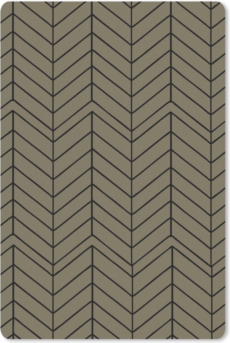 Muismat Luxe patroon - Luxe patroon van hoekige en zwarte lijnen op een bruine achtergrond muismat rubber - 18x27 cm - Muismat met foto