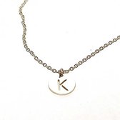 Ketting alfabet rond K - Zilver