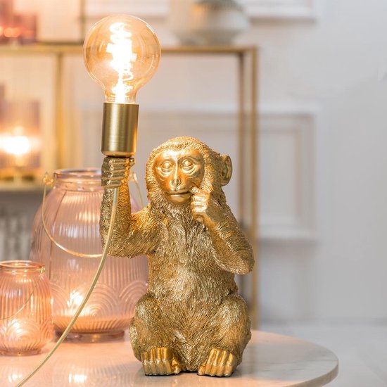 Light & Living Tafellamp Monkey - Goud - 20x19,5x34cm - Bohemian