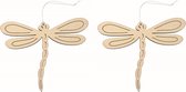 Set van 4x stuks houten decoratie hangers van een libelle van 17 x 21 cm - Dieren/lente/zomer decoraties