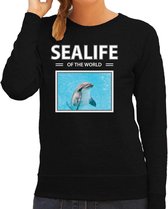 Dieren foto sweater Dolfijn - zwart - dames - sealife of the world - cadeau trui Dolfijnen liefhebber XL