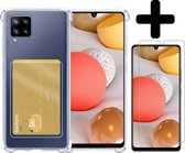 Samsung A42 Hoesje Pasjeshouder Case Met Screenprotector - Samsung Galaxy A42 Pasjeshouder Card Case Hoesje Met Screenprotector - Transparant