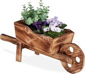 Relaxdays plantenbak kruiwagen - bloembak hout - houten bloempot - tuindecoratie vintage