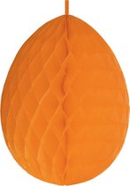 Hangdecoratie honeycomb paasei oranje van papier 30 cm - Brandvertragend - Paas/pasen thema decoraties/versieringen