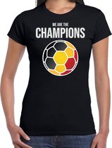 Belgie EK/ WK supporter t-shirt - we are the champions met Belgische voetbal - zwart - dames - kleding / shirt M