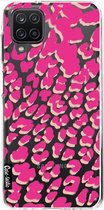 Casetastic Samsung Galaxy A12 (2021) Hoesje - Softcover Hoesje met Design - Leopard Print Pink Print