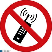 Simbol - Stickers Mobiele Telefoon Verboden - Geen Telefoon Gebruiken (P013) - Duurzame Kwaliteit - Formaat ø 10 cm.