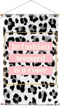 Textiel poster spreuk in fashion leopard is a color | panterprint - 90x150cm