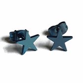 Aramat jewels ® - Ster oorbellen 8mm blauw zweerknopjes staal