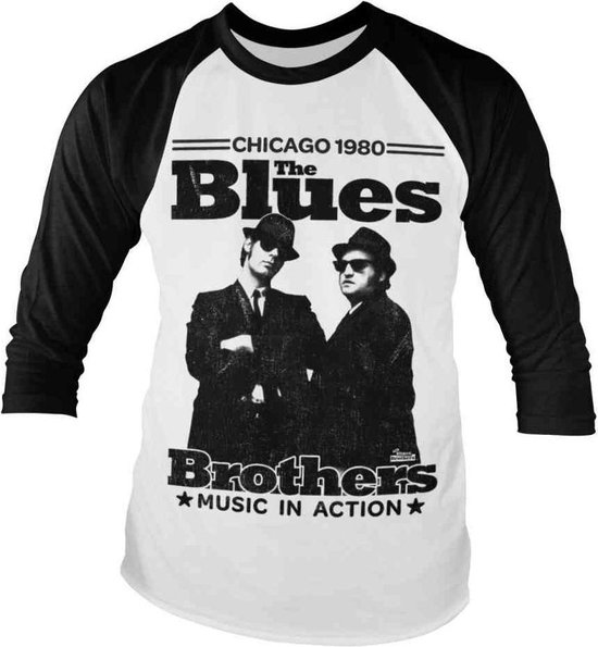 The Blues Brothers Raglan top -XL- Chicago 1980 Wit/Zwart