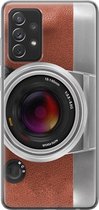 Samsung Galaxy A72 hoesje siliconen - Vintage camera - Soft Case Telefoonhoesje - Print / Illustratie - Bruin