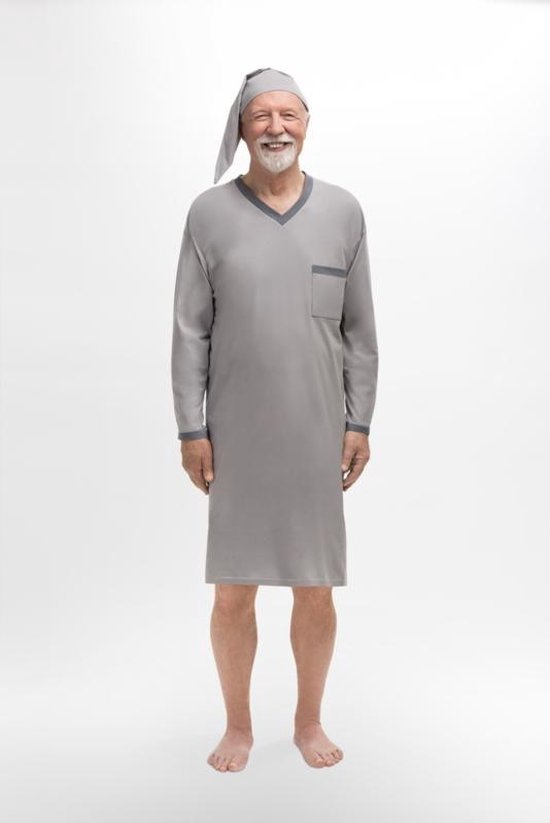 Martel Sylwester heren nachthemd met slaapmuts grijs L | bol.com