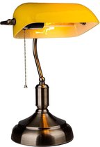 LED Tafellamp - Bankierslamp - Notarislamp - Vorin Trina - E27 Fitting - Rond - Geel - Aluminium