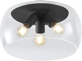 LED Plafondlamp - Plafondverlichting - Trinon Valenti - E27 Fitting - Rond - Mat Zwart - Aluminium