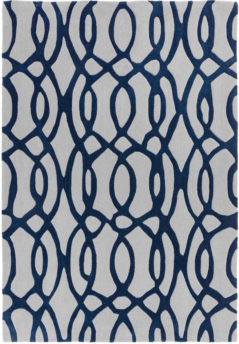 Easy Living - Matrix-Wire-Blue Vloerkleed - 160x230  - Rechthoek - Laagpolig Tapijt - Modern - Blauw, Grijs