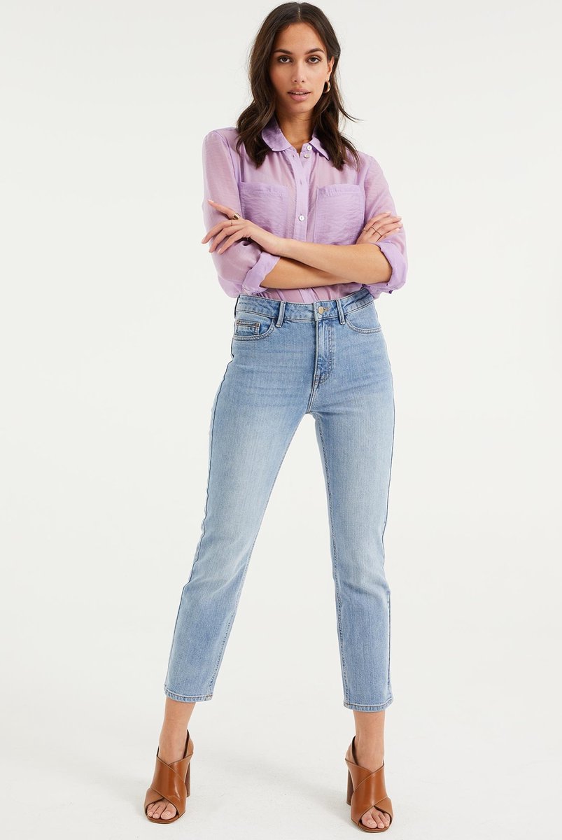 WE Fashion Dames high rise slim fit jeans met stretch