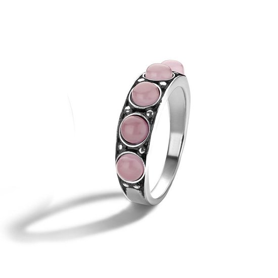 Symbols 9SY 0056 52 Zilveren Ring - Maat 52 - Rhodoniet - Roze - Geoxideerd