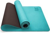 Yogamat turquoise-coffee, fitnessmat,, gymnastiekmat pilatesmat, sportmat, 183 x 61 x 0,6 cm