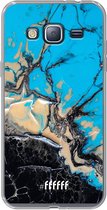 Samsung Galaxy J3 (2016) Hoesje Transparant TPU Case - Blue meets Dark Marble #ffffff