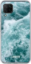 Huawei P40 Lite Hoesje Transparant TPU Case - Whitecap Waves #ffffff