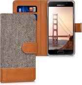 kwmobile telefoonhoesje voor Samsung Galaxy A3 (2016) - Hoesje met pasjeshouder in donkergrijs / bruin - Case met portemonnee