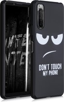 kwmobile telefoonhoesje compatibel met Sony Xperia 10 II - Hoesje voor smartphone in wit / zwart - Don't Touch My Phone design