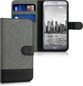 kwmobile telefoonhoesje voor LG X Cam - Hoesje met pasjeshouder in grijs / zwart - Case met portemonnee