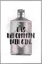 JUNIQE - Poster met kunststof lijst Gin -13x18 /Grijs & Wit