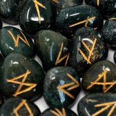 Runen Orakel Stenen in etui - Bloedsteen - Heliotroop - 1 zakje met 25 stenen