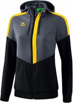 Erima Squad Tracktop Jack Met Capuchon Dames Slate Grijs-Zwart-Geel Maat 40