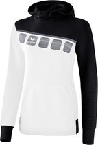 Erima Teamline 5-C Sweatshirt met Capuchon Dames Wit-Zwart-Donkergrijs Maat 46