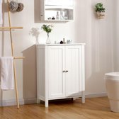 badkamerkast, badkamerkast, schoenenkast, plank met dubbele deur, 2 verstelbare planken, 60 x 80 x 30 cm (B x H x D), wit BCB60W