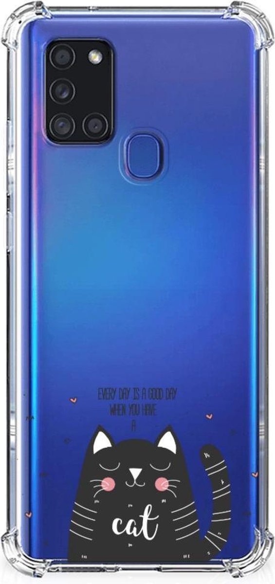 Samsung Galaxy A21s Stevig Bumper Hoesje Cat Good Day