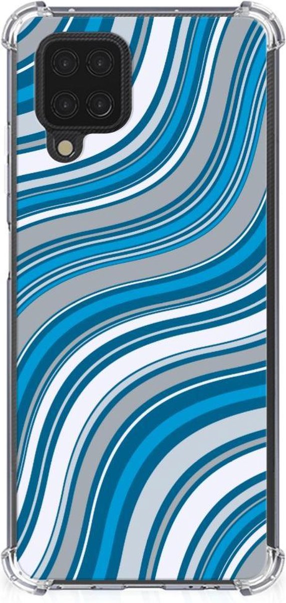 Samsung Galaxy A12 Doorzichtige Silicone Hoesje Waves Blue