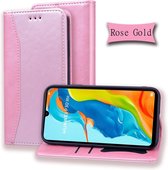 Voor Huawei Nova 4e Business Stitching Horizontale Flip Leren Case met Dubbel Vouwen & Beugel & Kaartsleuven & Fotolijst & Portemonnee (Rose Goud)