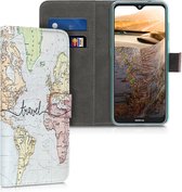 kwmobile telefoonhoesje voor Nokia 7.2 - Hoesje met pasjeshouder in zwart / meerkleurig - Travel Wereldkaart design