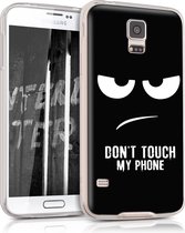 kwmobile telefoonhoesje voor Samsung Galaxy S5 / S5 Neo - Hoesje voor smartphone in wit / zwart - Don't Touch My Phone design