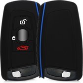 kwmobile autosleutel hoesje voor BMW 3-knops draadloze autosleutel (alleen Keyless Go) - Autosleutel behuizing in zwart / blauw