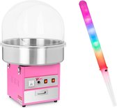 Suikerspinmachine met suikerspin LED sticks - 52 cm - 1.200 W - 50 stuks - spatbescherming