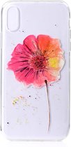 Apple iPhone Xs Max Hoesje - Mobigear - Design Serie - TPU Backcover - Red Flower - Hoesje Geschikt Voor Apple iPhone Xs Max