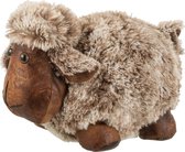 J-Line - Deurstop Schaap- Textiel - Bruin/Grijs Small - 23 x 15x 22cm