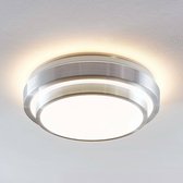 Lindby - LED plafondlamp - 1licht - acryl, aluminium - H: 10 cm - wit, aluminium - Inclusief lichtbron