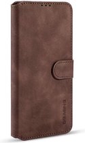 caseme - Hoesje geschikt voor Samsung Galaxy Note 20 - met magnetische sluiting - ming serie - leren book case - donker bruin