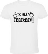 Ik haat iedereen Heren shirt | middelvinger |fuck you | flikker op | Wit