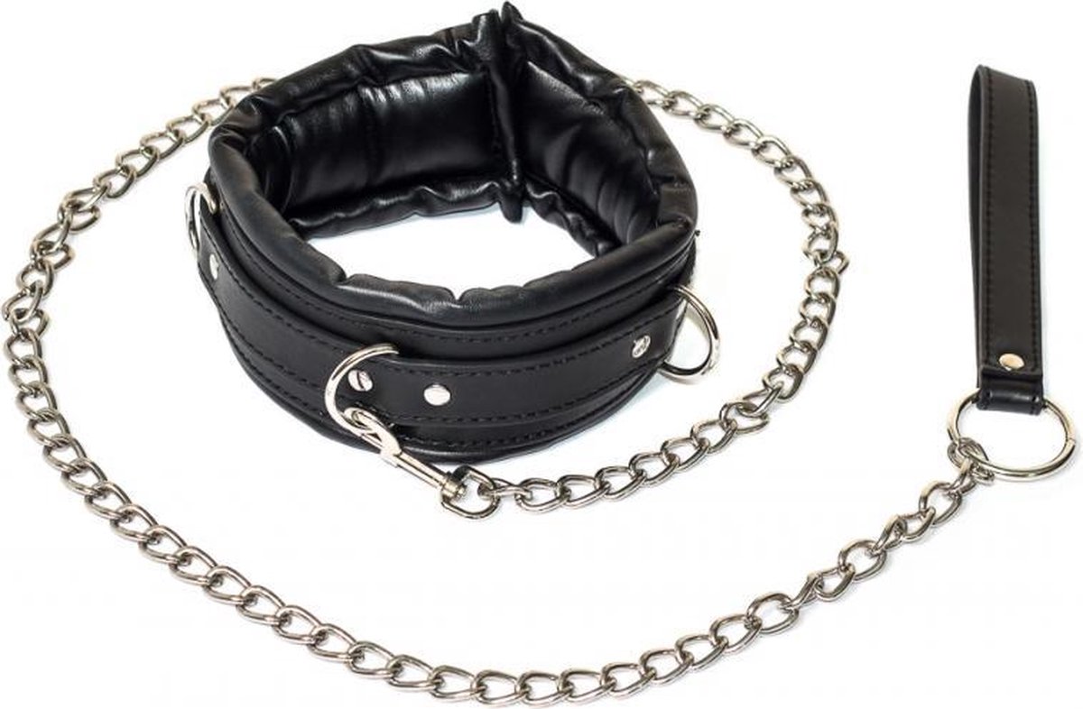 Goedkoopste Verstelbare Halsband Met Ketting Riem - Collar - BDSM - Bondage - Luxe Verpakking - Party Hard - Fetish - Zwart