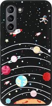 ADEL Siliconen Back Cover Softcase Hoesje Geschikt voor Samsung Galaxy S21 Plus - Ruimte Heelal Cartoon