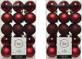 60x stuks plastic kerstballen donkerrood (oxblood) 6 cm - Onbreekbare kunststof kerstballen