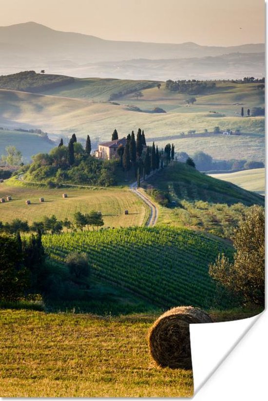 Groene landschap in het Italiaanse Toscane Poster 120x180 cm - Foto print  op Poster... | bol.com
