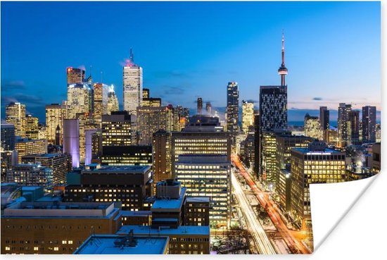 La capitale Toronto juste après le coucher du soleil Poster 180x120 cm - Tirage photo sur Poster (décoration murale salon / chambre) XXL / Groot format!